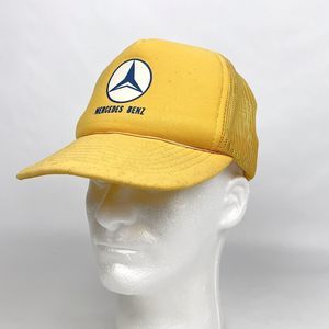 VTG Sam Jung Mercedes Bens Logo Yellow Padded Foam Mesh Trucker Hat - READ!